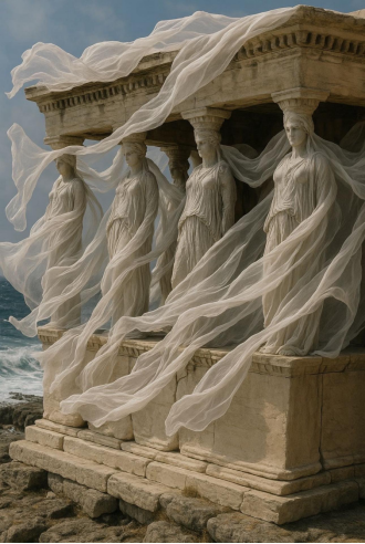 #caryatids風に流れる＃彫刻のスタイルは古代ギリシャの芸術と密接に関連しています